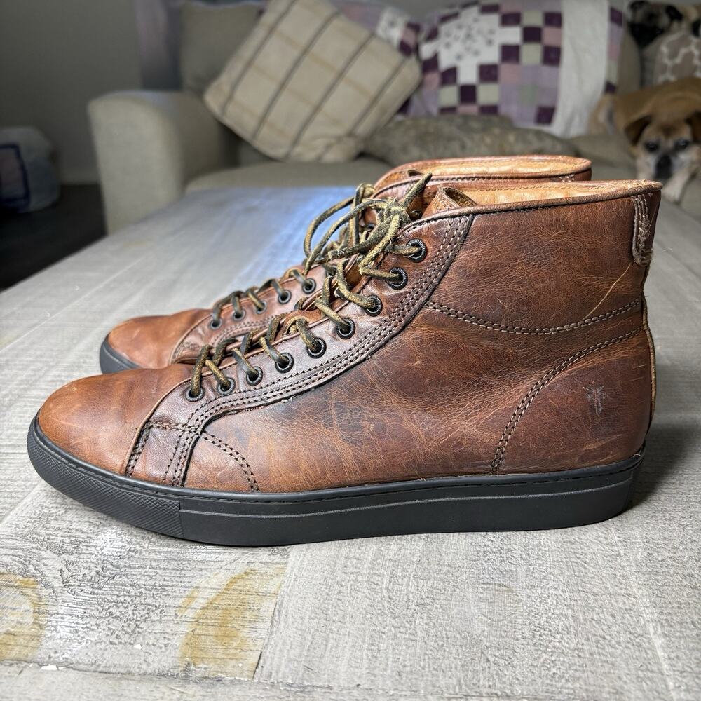 Frye Men’s Boots Walker High Top Sneakers Shoes Leather Brown Size 10 M USA - Picture 2 of 9